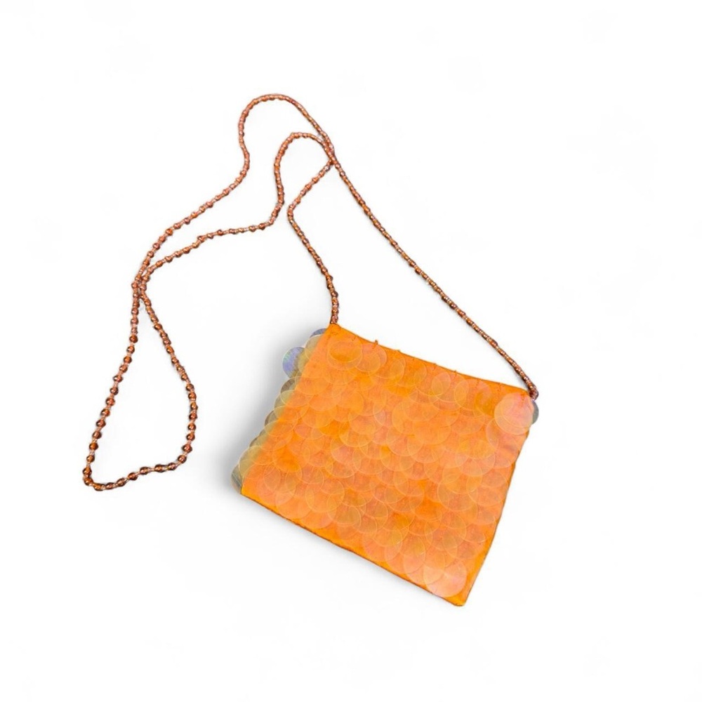 Moyna Orange Beaded and Sequined Micro Purse